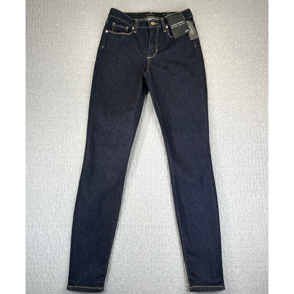 New Banana Republic Curvy Skinny Ankle Mid Rise Dark Wash Jeans Women 27L(25X32)